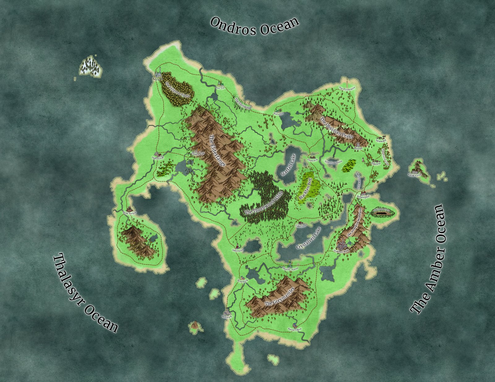 Map of the continent of Caldaryn